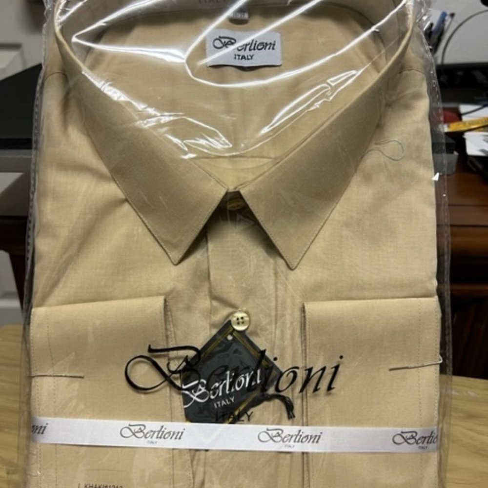 Button Down Dress Shirt. Color: L. KHAKI#1212.. Size: Medium